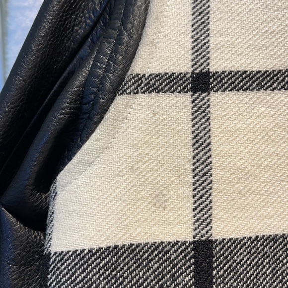 SANDRO Paris plaid wool coat with leather arms - Picture 11 of 15